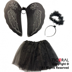 SET ALAS POLLERA Y AURA NEGRA x 1